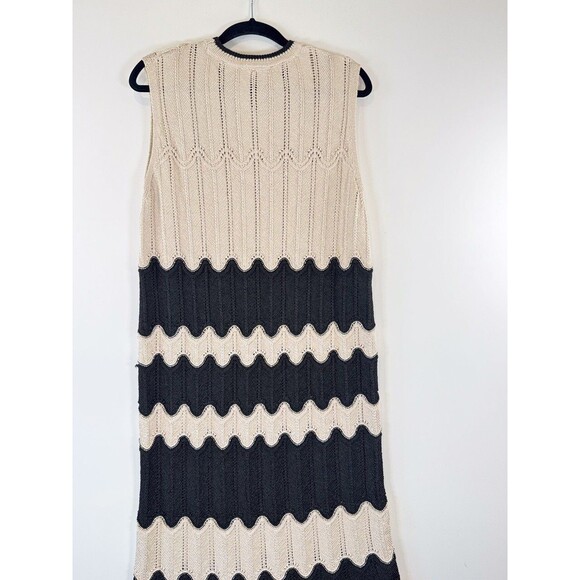 NWT Mango Womens Dress Brown Maxi Fringed Hem Striped Sleeveless Boho Size 10 - Picture 9 of 12